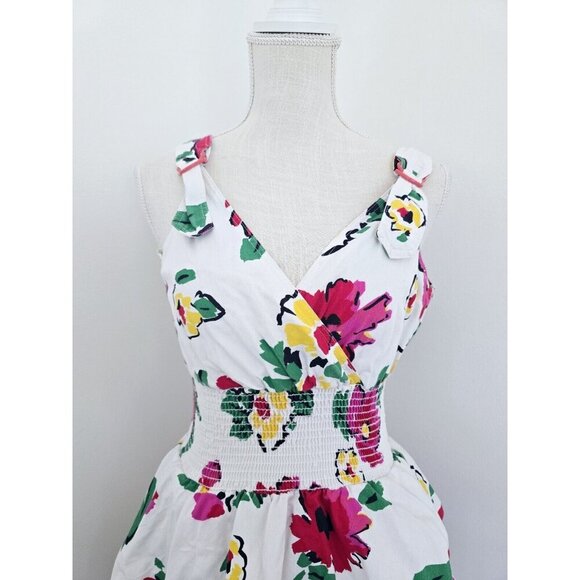Choon California Cotton Vintage Floral Sleeveless Tiered White Pink Dress 6 XS S - Picture 2 of 14